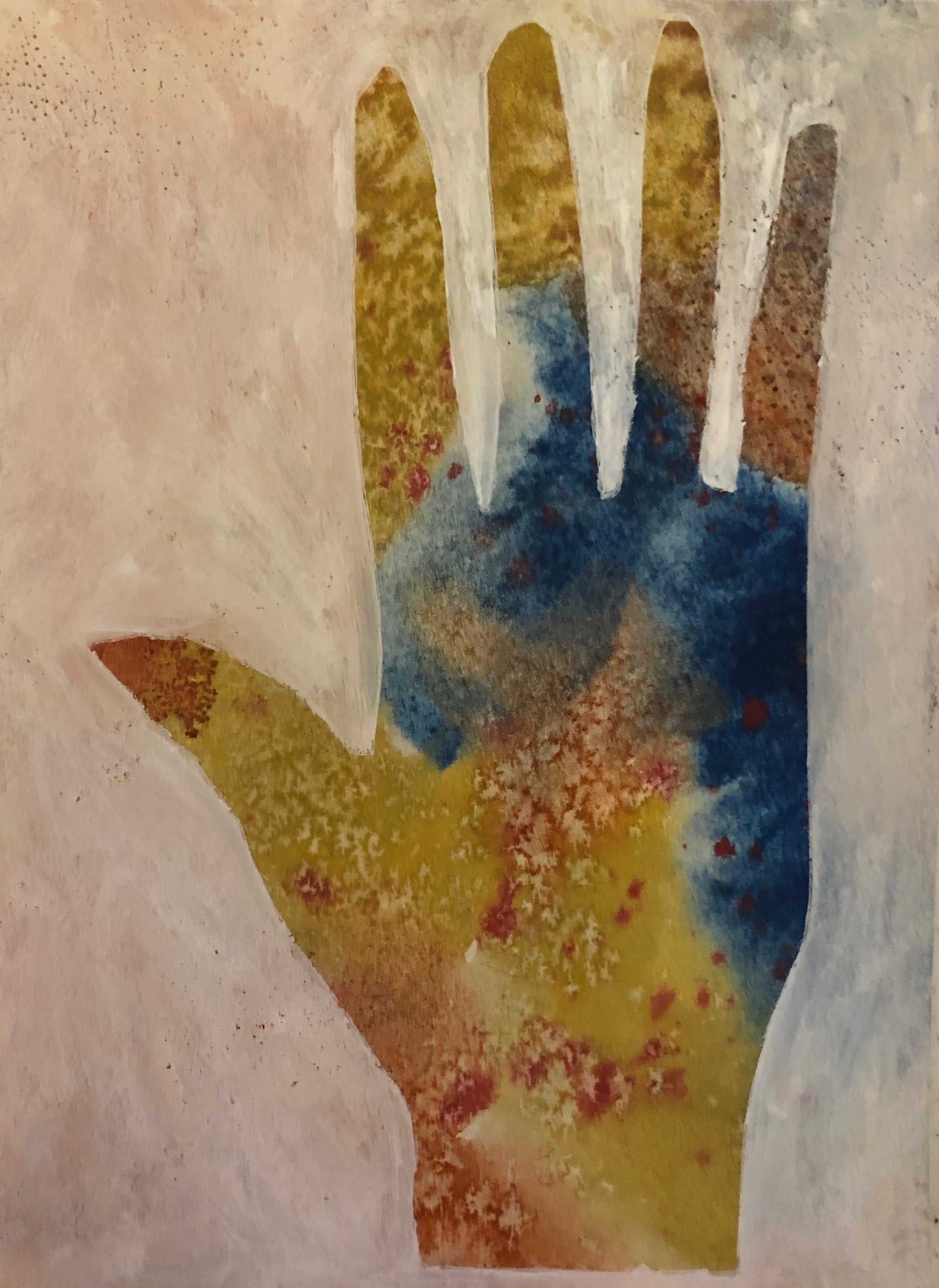 Himalayan salt based artwork of a hand