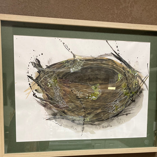 watercolor birds nest painting